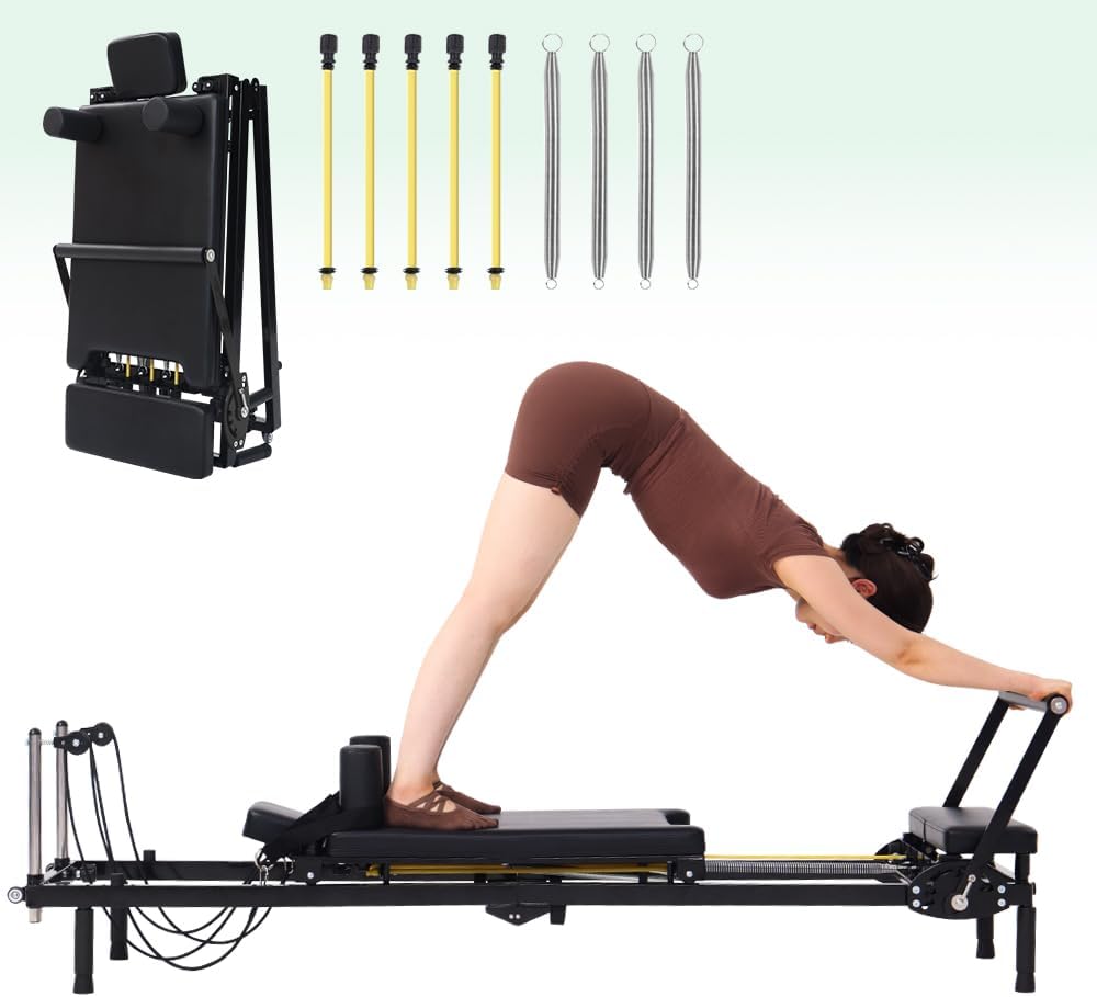 Home Gym Resistance Machine - Foldable Pilates Reformer Machine, 2-in-1 Resistance