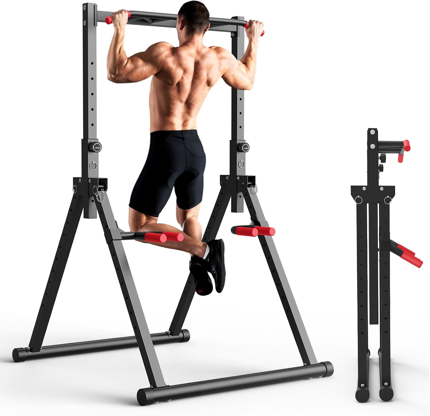 Home Gym Workout Equipment - Foldable Power Tower Dip Station, Free