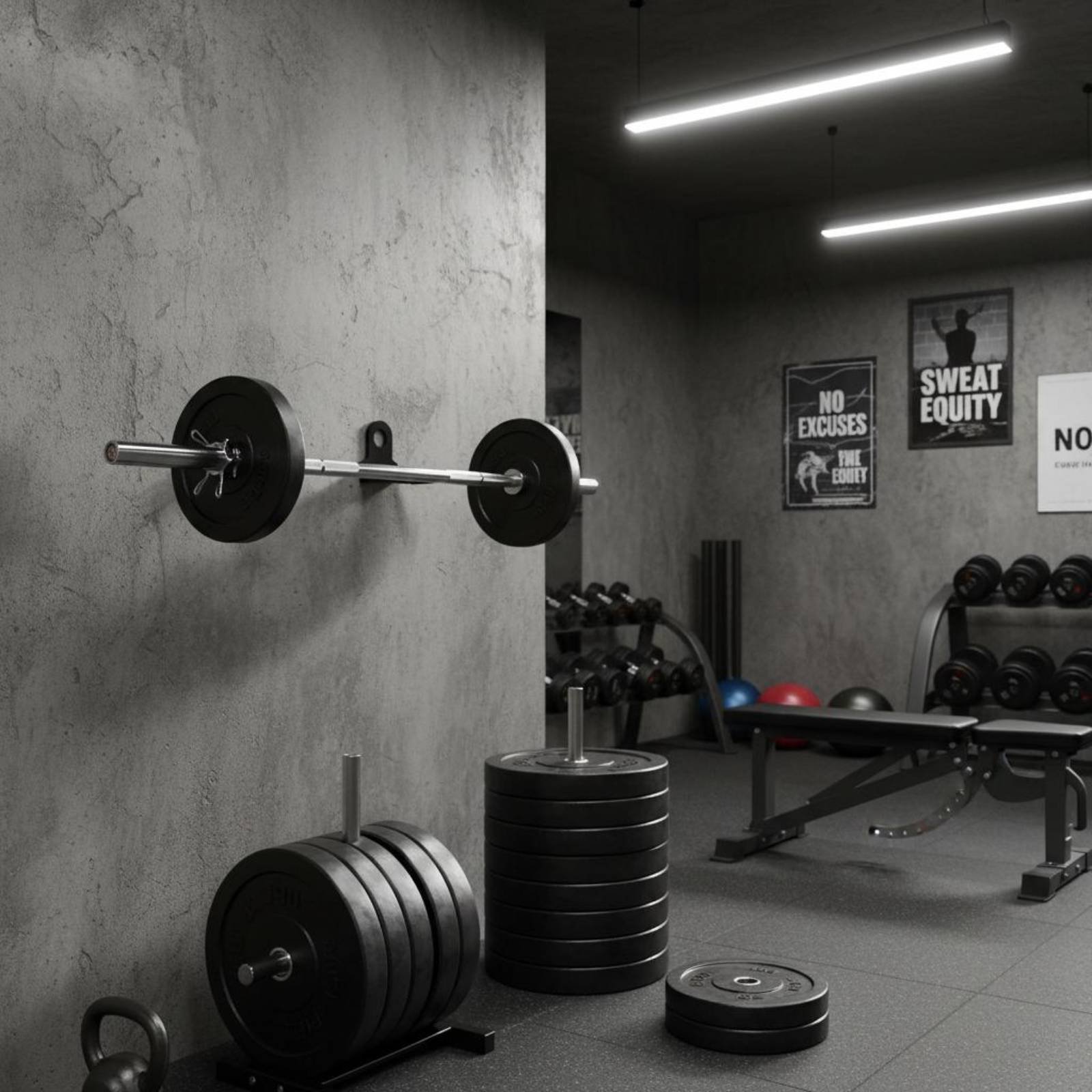 Home Gym Wall Mounted - Single Barbell Mount Wall Mounted Standard