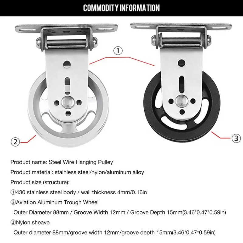 Home Gym Custom - Mute Rotatable Stainless Steel Pulley Wheel