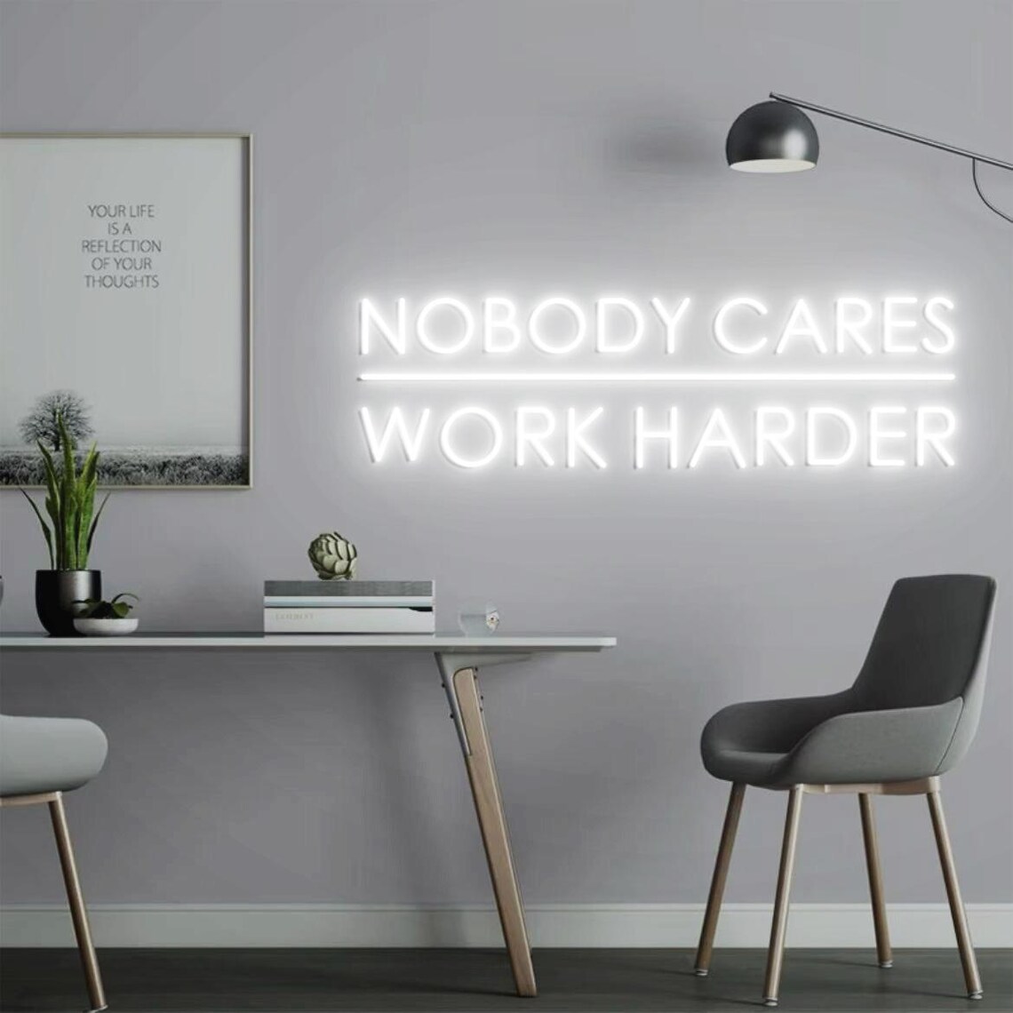 Nobody Cares Work Harder Neon  - Home Gym Design Ideas 评论和价格