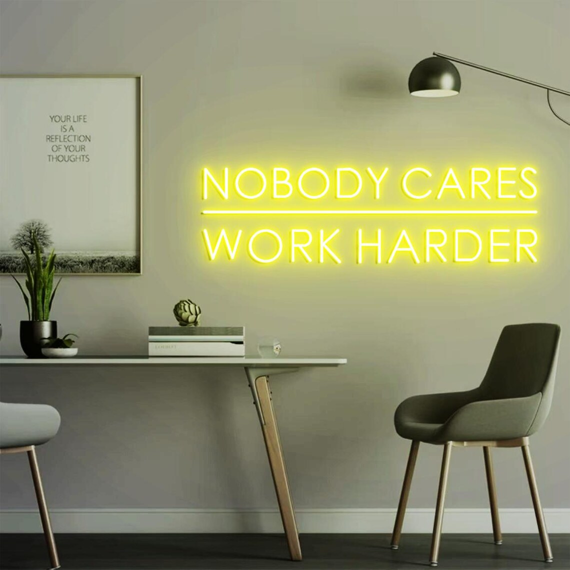 Nobody Cares Work Harder Neon  - Home Gym Design Ideas 评论和价格