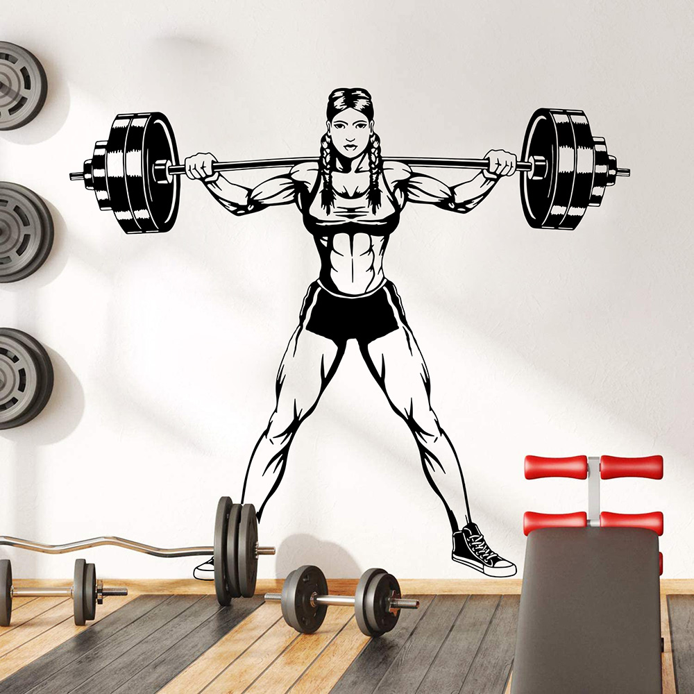 Large Gym Woman Dumbbells Wall - Home Gym On Wall 评论和价格