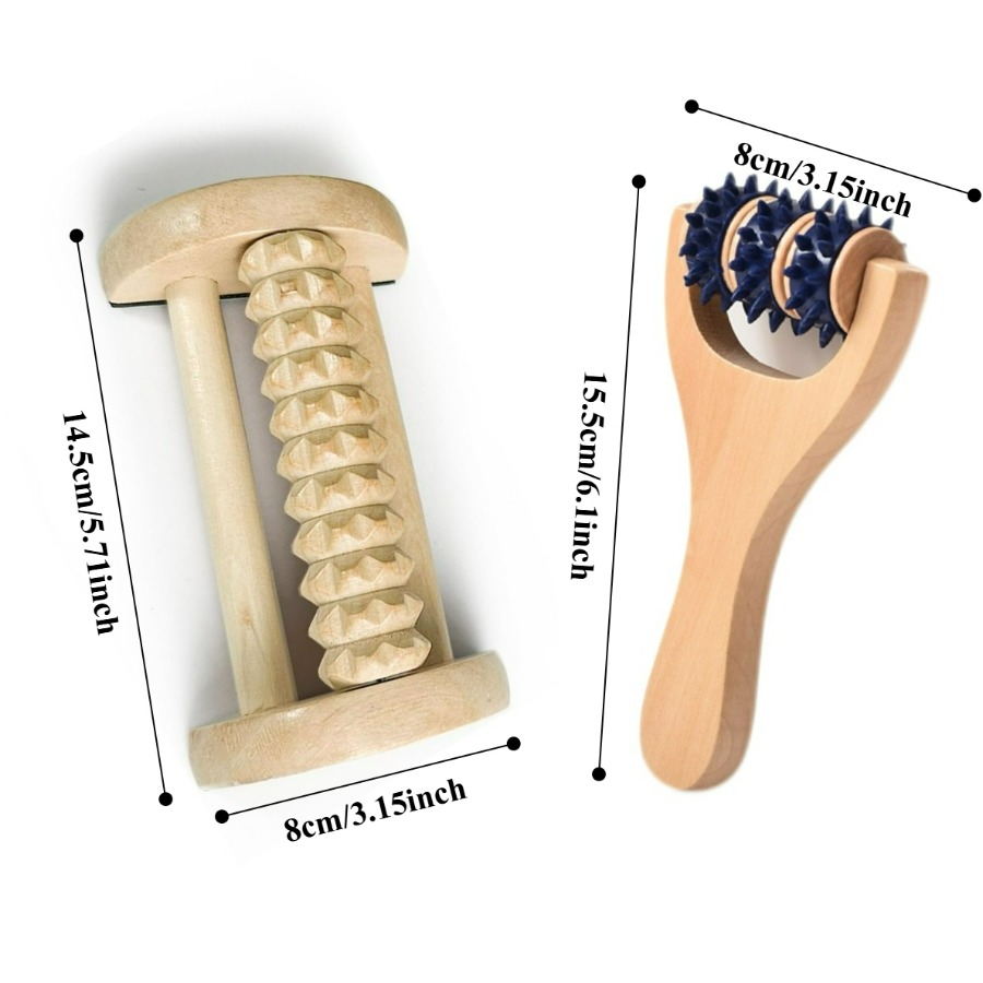 2Pcs Wooden Massage Roller Set - Home Gym Essentials 评论和价格
