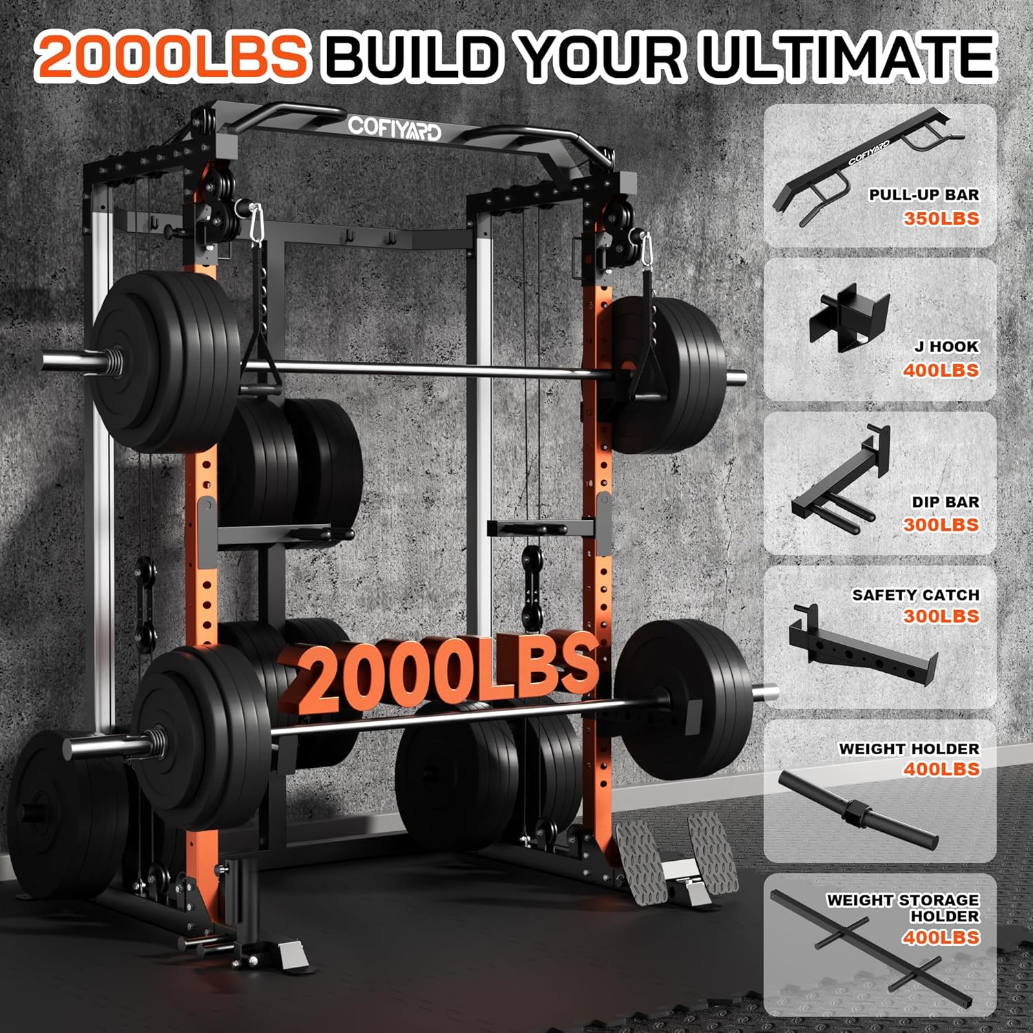 Power Cage, Power Rack with Du - Home Gym Cable Pulley System 评论和价格