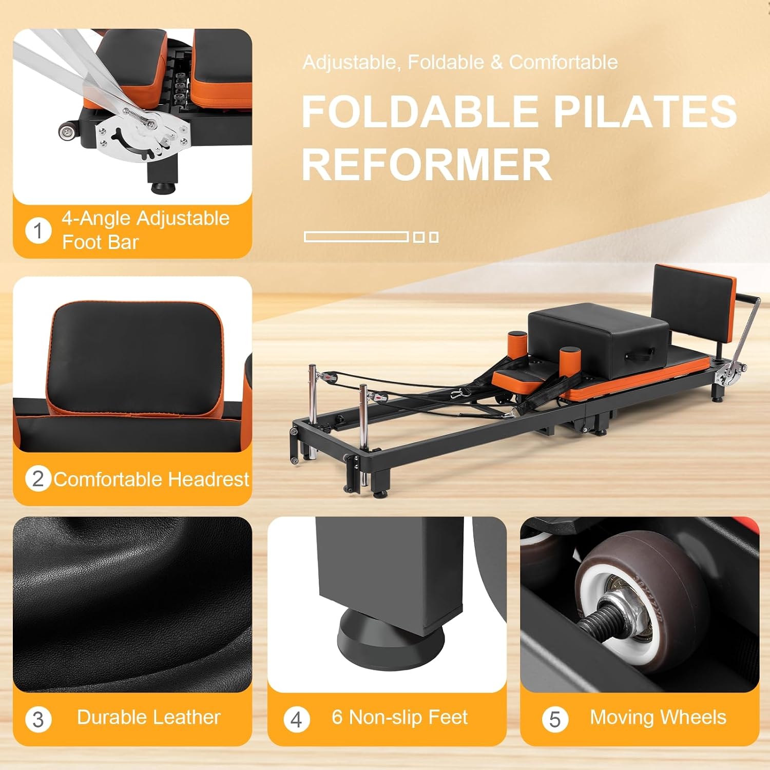 Pilates Reformer, Foldable Pil - Home Gym Custom 评论和价格