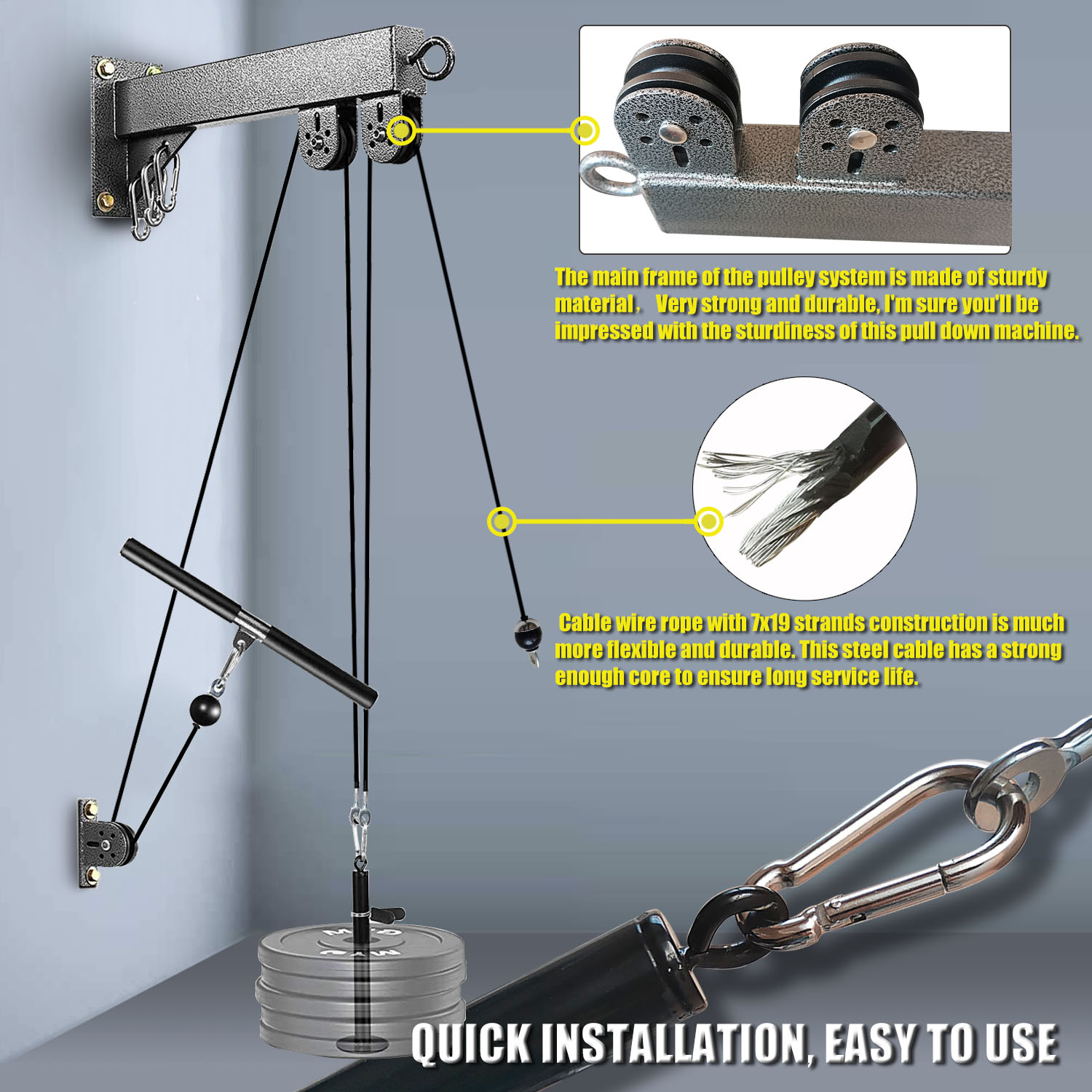 Fitness Wall Mounted Pulley Sy - Home Gym Cable Pulley System 评论和价格
