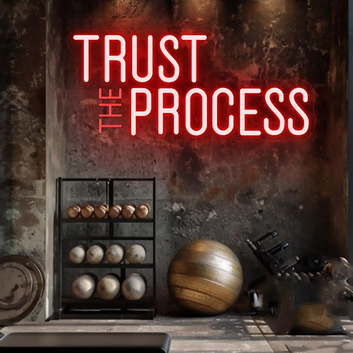 Trust The Process Neon Sign, C - Home Gym Custom 评论和价格